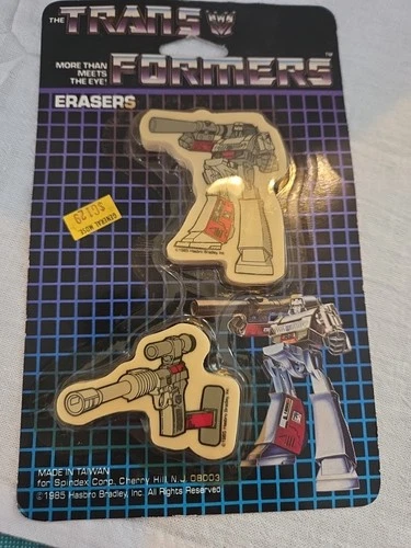 Vintage 1985 SPINDEX HASBRO TRANSFORMERS ERASER Set NIP 30003 Retro 1980s