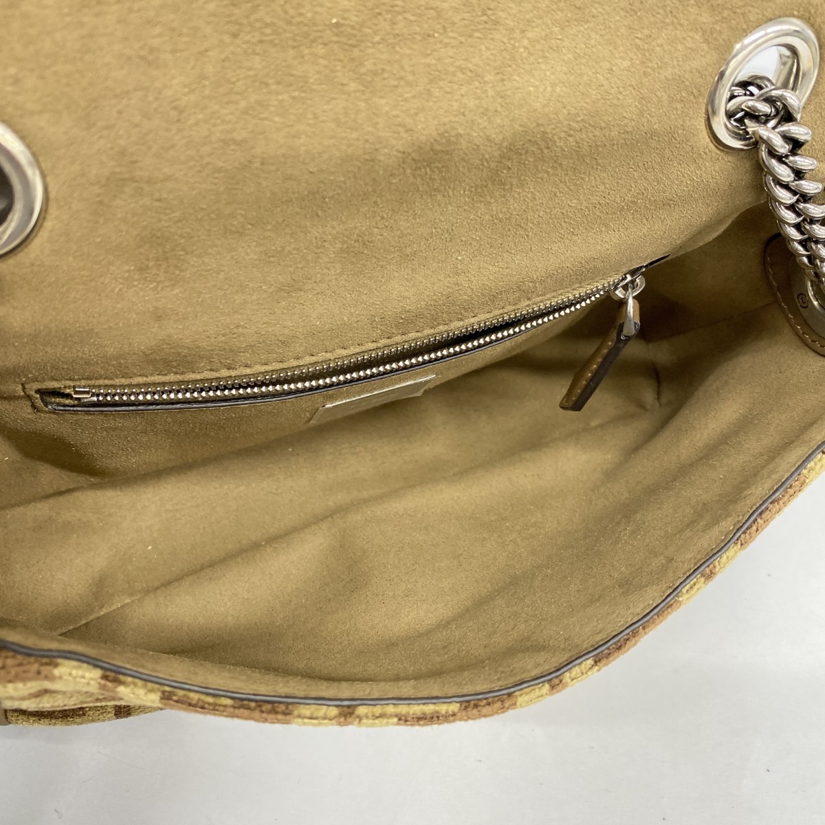 Auth [6ba1578] FENDI Shoulder Bag Zucca Chenille Brown Silver metal fitting ... thumbnail 4