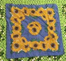 Vintage Springs Sunflower Floral Bandana Handkerchief Cotton Poly USA