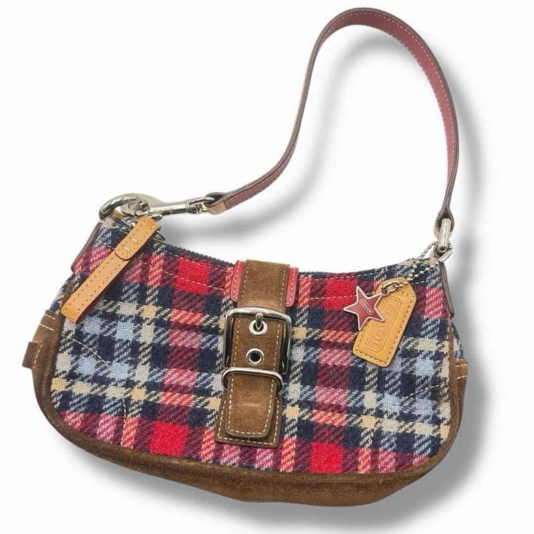 COACH Check Patchwork Handbag Accessory Pouch Woo… - image 4