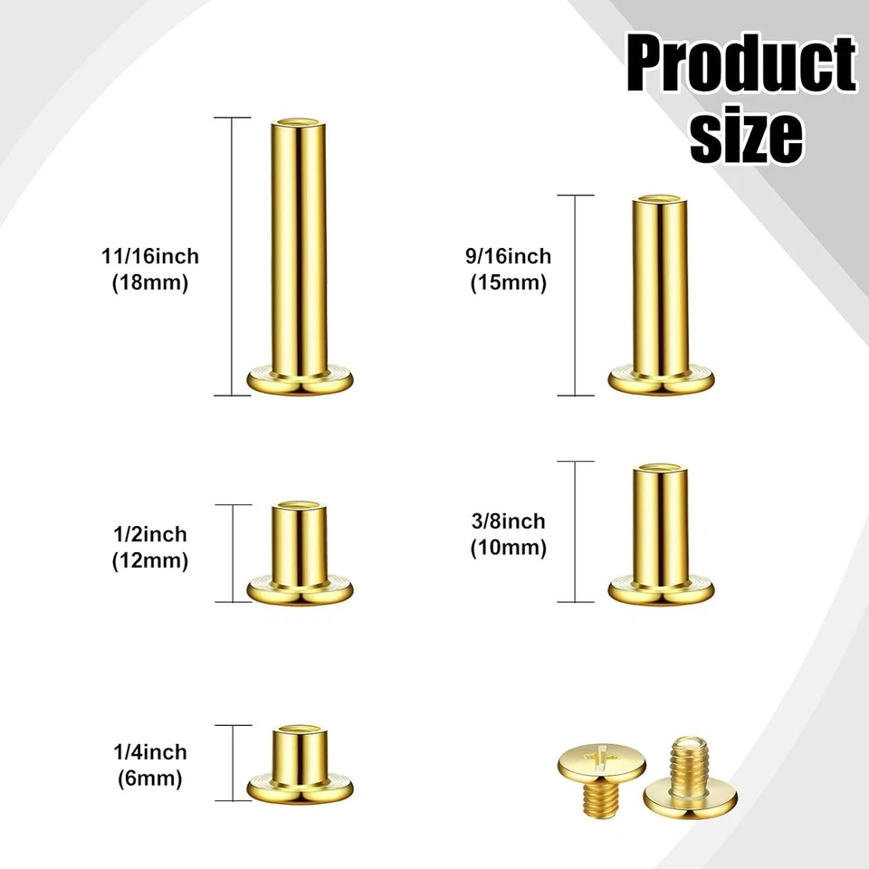 Surtido completo de tornillos Chicago - 80 juegos en 5 tamaños para manualidades versátiles hágalo usted mismo Foto 4 de 4