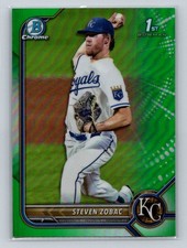 2022 Bowman Draft #BDC-101 Steven Zobac Chrome Green Sparkle Refractor #/99