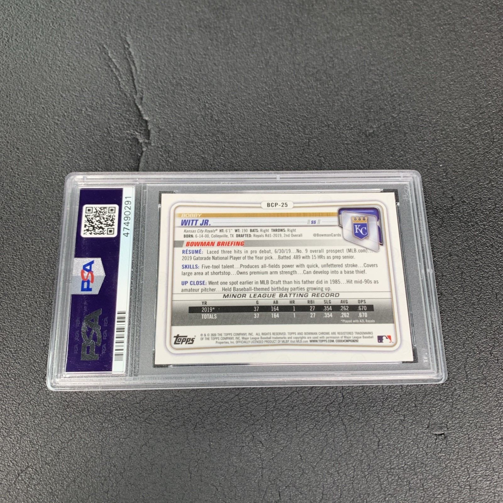 2020 Bowman - Chrome Prospects Bobby Witt Jr. #BCP-25 (RC) view 2