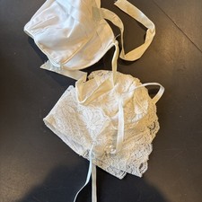 Lot Of 2 Vintage White Baby bonnets Excellent Condition