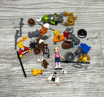 LEGO Minifigure Lot Mixed Body Parts Pieces Guns Weapons Animals Playmobil