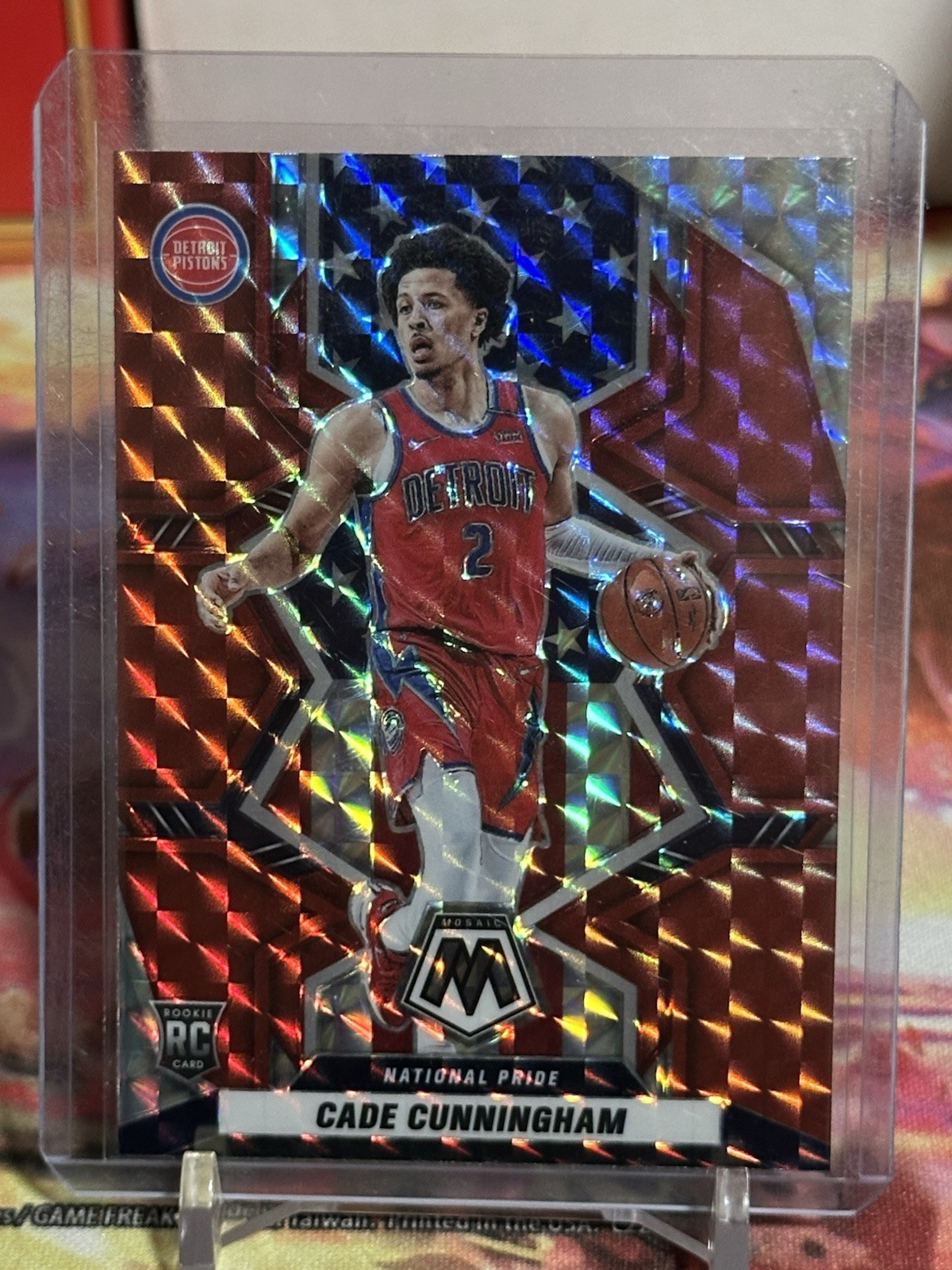 Cade Cunningham 2021-22 Panini Mosaic Red Reactive National Pride RC #260