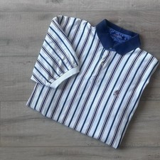 VTG Tommy Hilfiger Heritage Lion Crest Polo Shirt XL Navy Red White Stripe Pique