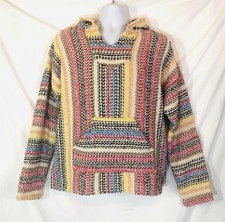 Baja Joe mexican hoodie Surfer Pancho Mulicolor Size Small Hippie Beach Outdoor