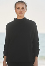 NWT Frank Eileen 228 Effie Funnel Neck Sweatshirt in Black; XS