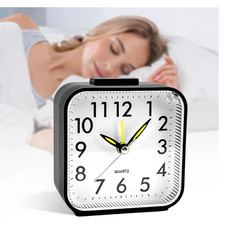 Alarm clock for seniors, analog, silent, non-ticking, with night light and snooz
