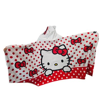 Hello Kitty Kids Hooded Towel Wrap NWOT Sanrio Red Bows