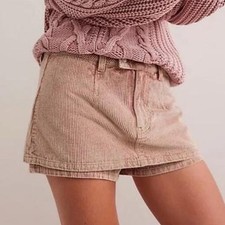 Free People We The Free Gallivanting Metallic Peekaboo Skort Sz 29 Corduroy