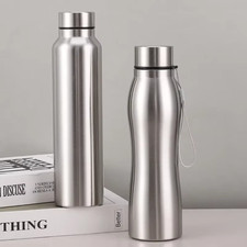 1000ML Stainless Steel Sports Water Bottle Single Wall Metal Flask Camping Gym