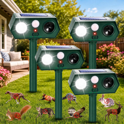 2026 Sonic Fortress Pro Deer Repellent Outdoor,Solar Ultrasonic Animal Repeller