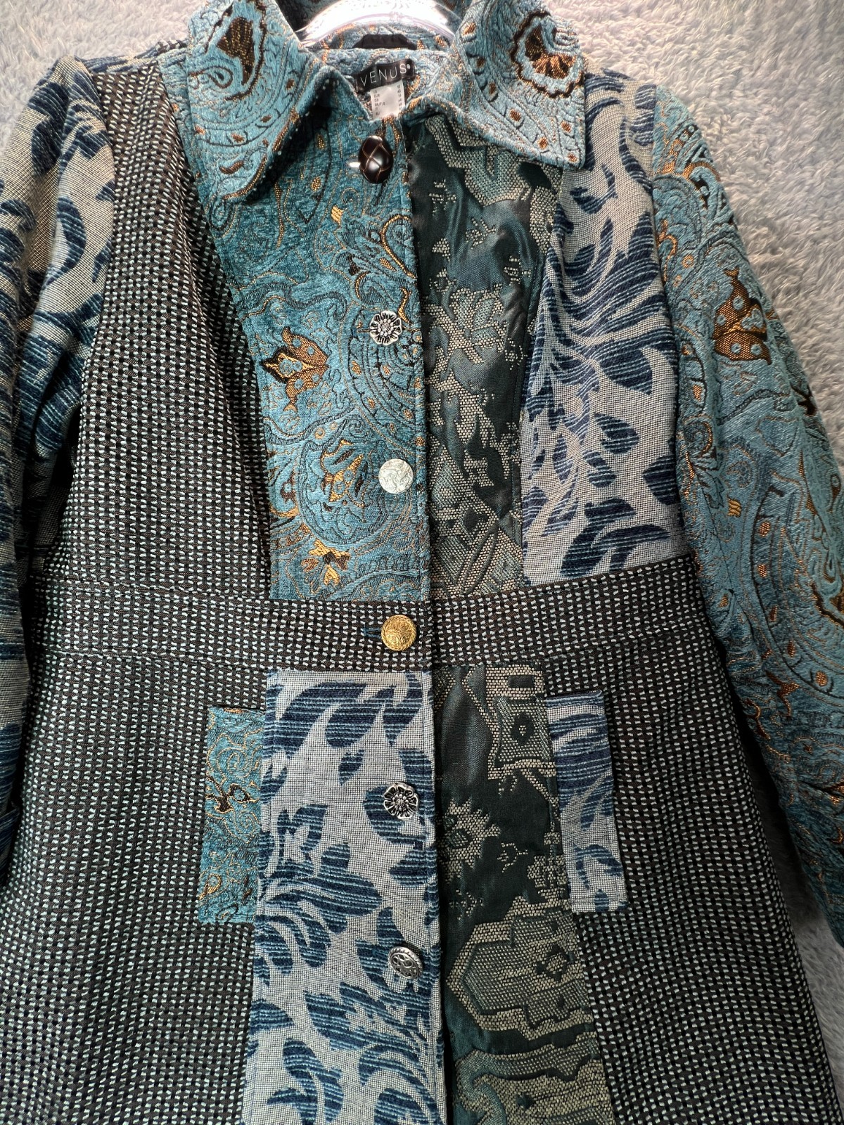 Venus Patchwork Tapestry Jacket Brocade Boho Artw… - image 2