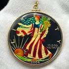 2004 $1 American Silver Eagle Enamel Colorized 1 oz Coin 1/20 12k GF Bezel
