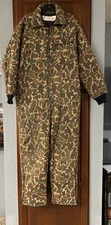 Vintage Jim Catfish Saftbak Duck Camo Insulated Coverall Hunting Zip Up USA LRG