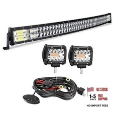 LED Light Bar 288W Curved Spot Flood Combo Driving Lights W/ 2pcs 50 Inch White