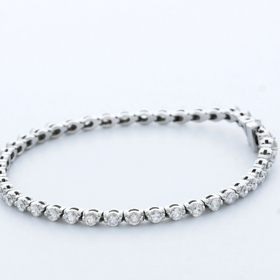 Brazalete tenis canasta oro 14k diamantes naturales corte redondo H SI2 2 de 2 quilates Foto 3 de 4