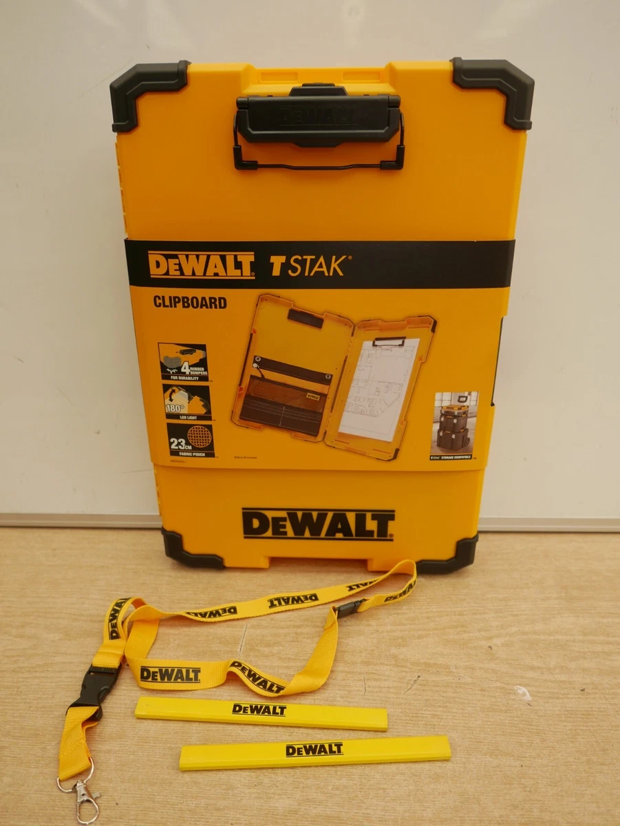 DEWALT DWST82732 1 TSTAK LED CLIPBOARD ORGANISER LANYARD PENCILS