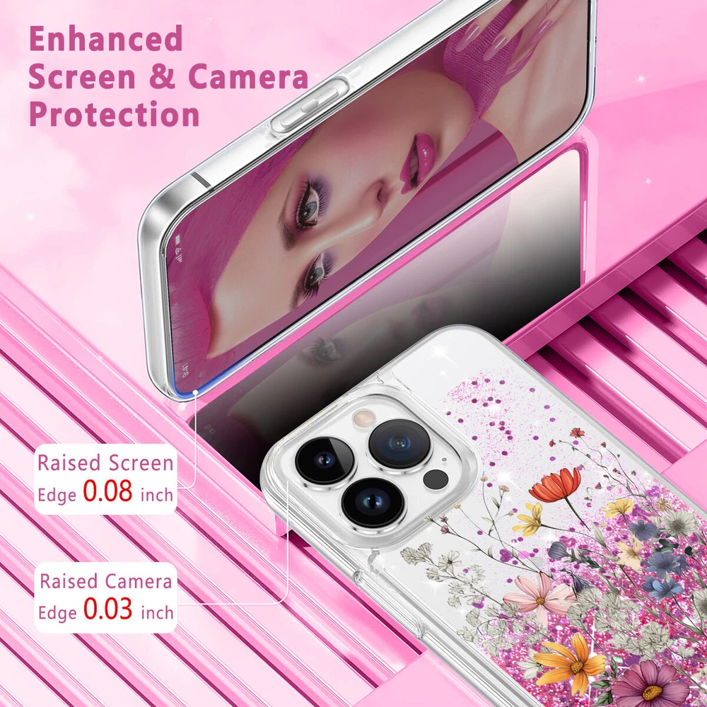 Glitter Clear Custom Phone Case for iPhone 12 13 14 15 16 Pro Max