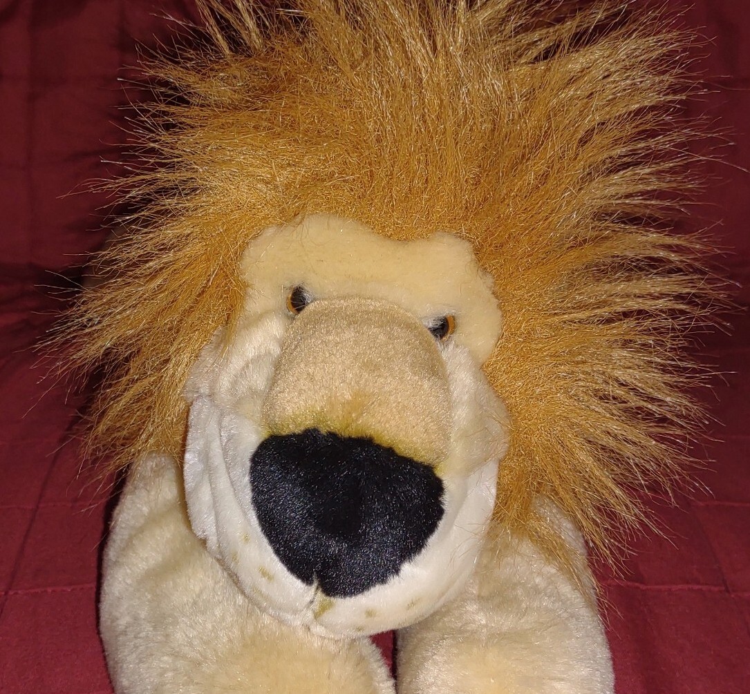 Vintage Chosun LION Brown 15in Floppy Laying Soft Plush Big Black