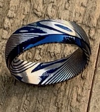 CUSTOM DAMASCUS STEEL MEN WEDDING BAND MEN ENGAGEMENT BAND 8MM-RUST RESISTANT