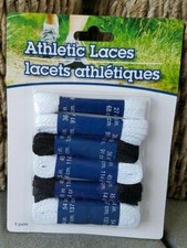 Athletic Shoe Laces  6-Pair Pack  27-36-45-54 inch Black  White