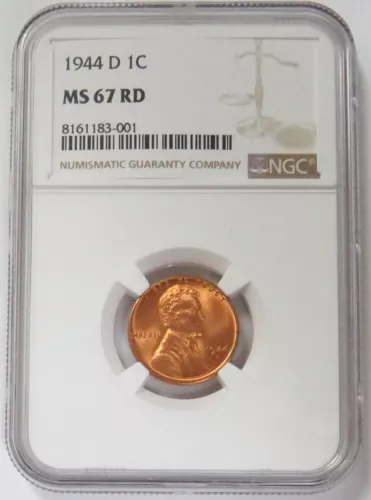 1944 D LINCOLN WHEAT CENT 1C NGC MINT STATE 67 RD