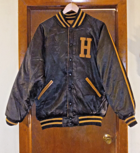 VNTG.90s HARLEM REVERSIBLE BOMBER JACKET BLACK & TAN-RIBBED KNIT - SIZE L - NOS - Picture 15 of 24