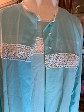 SISSY Chiffon NYLON 2 PC NIGHTGOWN  Robe PEIGNOIR SET M Van Raalte Lace 40 Blue