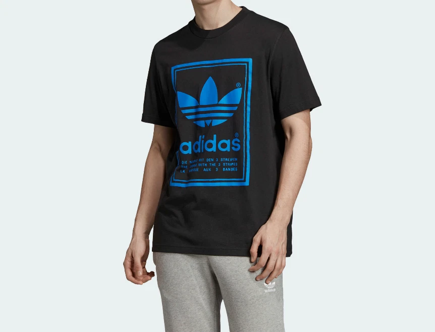 bark Med andre band køre adidas Originals Vintage Men Tee Black Blue ED6918 | eBay