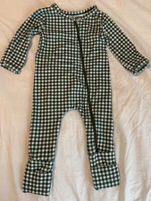 Sweethoney  Lounge Dark Green Plaid EUC Girls Layette Size 6 Months