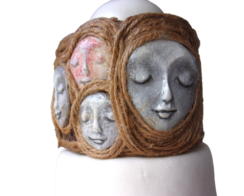 Cameo Wood Bangle Boho Chic Cottagecore Cabochon Bangle Eco Statement Fall - Picture 13 of 13