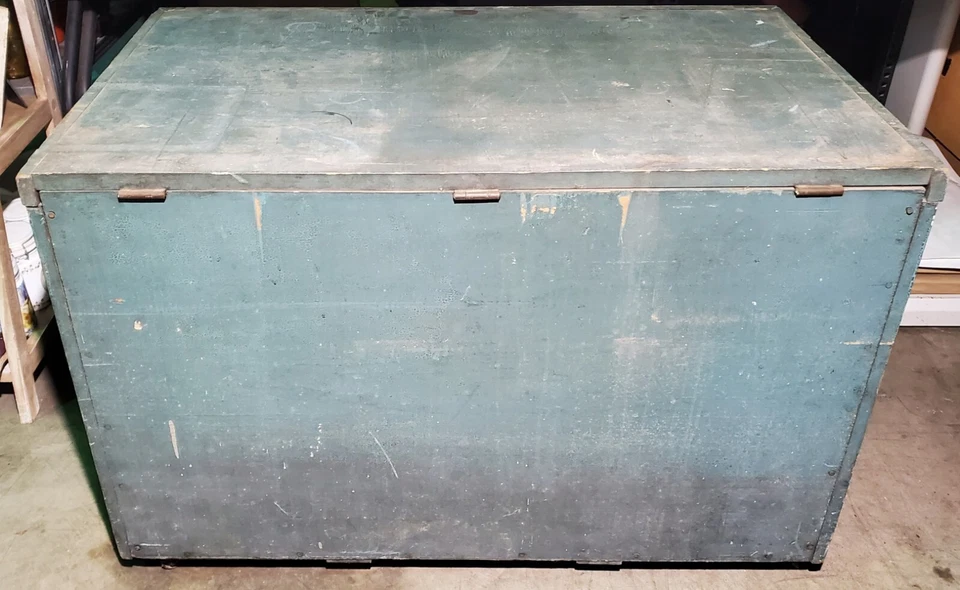 Antiguo cofre de carpintero de madera hecho a mano baúl de almacenamiento bandeja de almacenamiento ¡ENORME! Foto 4 de 4