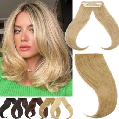 S-NOILITE Clip in Wave Two Side Bangs As Human Hair Fringe Front Topper Peice Extensions