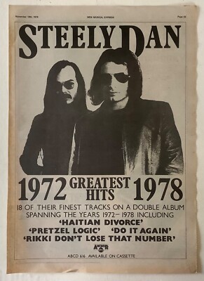 STEELY DAN+GREATEST HITS+1978+FULL PAGE MUSIC ADVERT