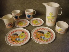Vtg SESAME STREET Chilton-Globe Toy Plastic Tea Set Bert Ernie Big Bird Muppets