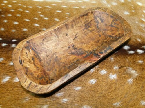 * Carved Wooden Dough Bowl Primitive Wood Trencher Tray Rustic Home Decor 11-12&#034;
