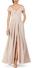 XSCAPE Off-the-Shoulder Glitter Gown NWT size 4 Blush Pink
