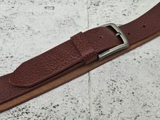 Handmade Waistband Brown Genuine Leather Unisex Belt Pin Buckle Size 44 inches