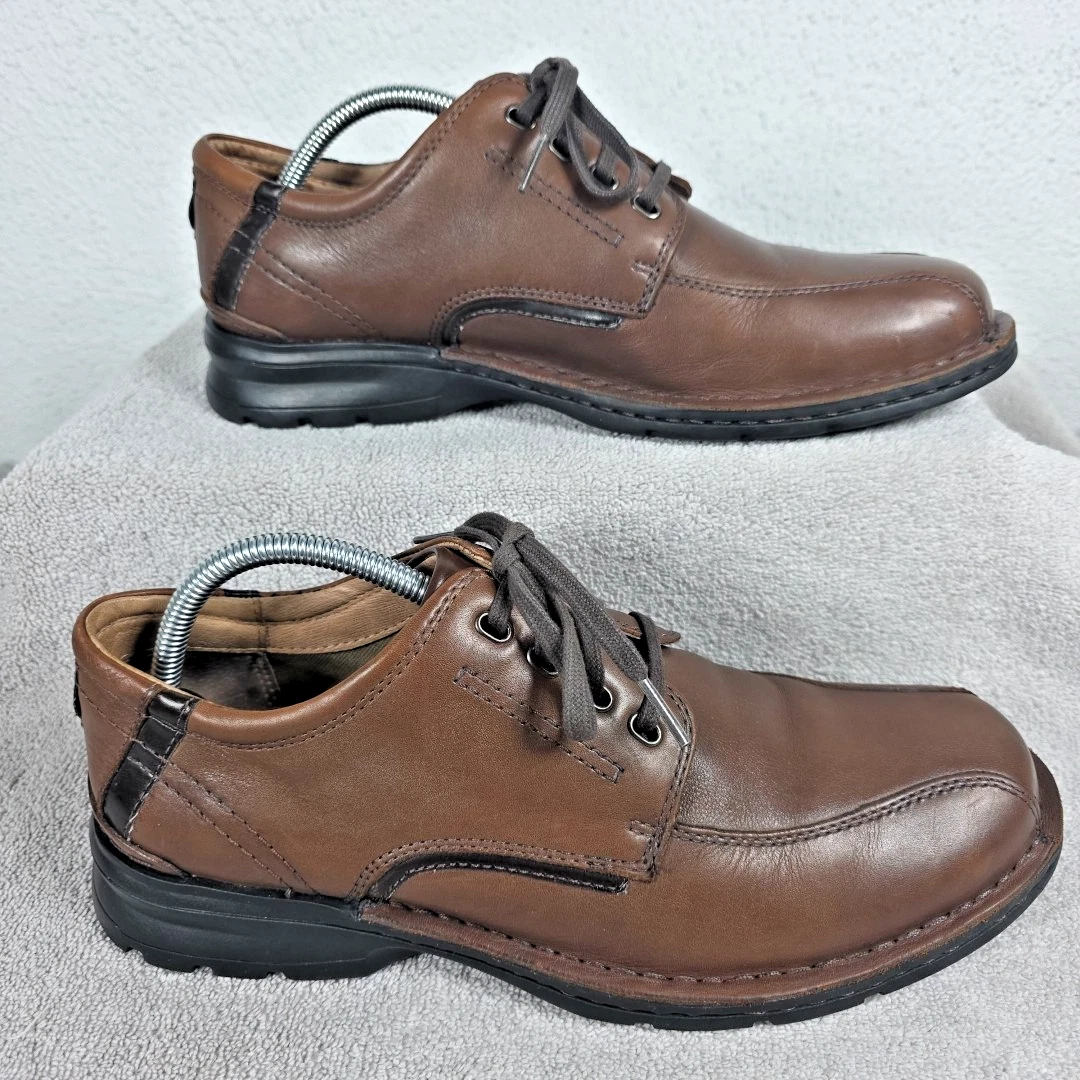 Clarks Rautins Scarpe Uomo 10 M Oxford Pelle Marrone Casual Lavoro Scarpe Eleganti