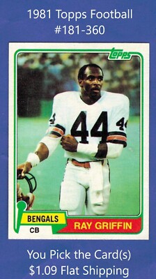 1981 Topps Football #181-360 - YOUR CHOICE  $1.09 Flat Shipping UPDATED 9/7