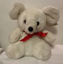 Vintage Christmas Mouse 7.5  Kellytoy Stuffed Animal Plush white with tags