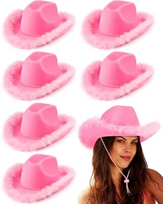 Tarpop Pack Cowboy Hat Boa Cowgirl Hat Felt Cowboy Hat with