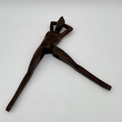 Vintage Hand Carved Wooden Wood Nude Lady Woman Nut Cracker Vizcarra - Picture 6 of 13