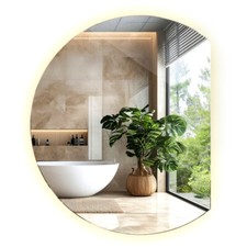 Modern Wall Mirror Round with LED Lighting for Dressing Table Bathroom 74x90