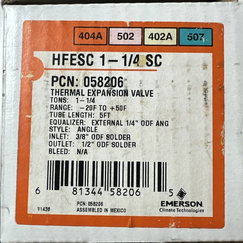 New Emerson HFES 1-1/4 SC Thermal Expansion Valve Ships Free
