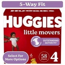 Huggies Little Movers Baby Diapers, Size 4, 58 Ct (Select for More Options)