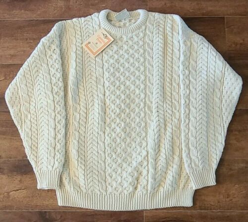 vintage 80s CARRAIG DONN IRISH ARAN WOOL CABLE KNIT MENS PULLOVER 